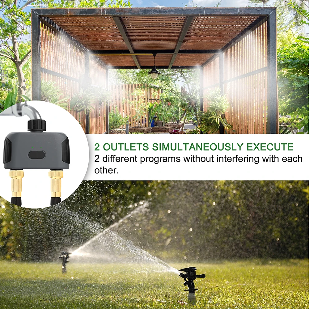 Two Way Smart Water Valve Garden Automatic Watering System Smart Garden Watering Timer Wifi Automatic Drip Irrigation Controller