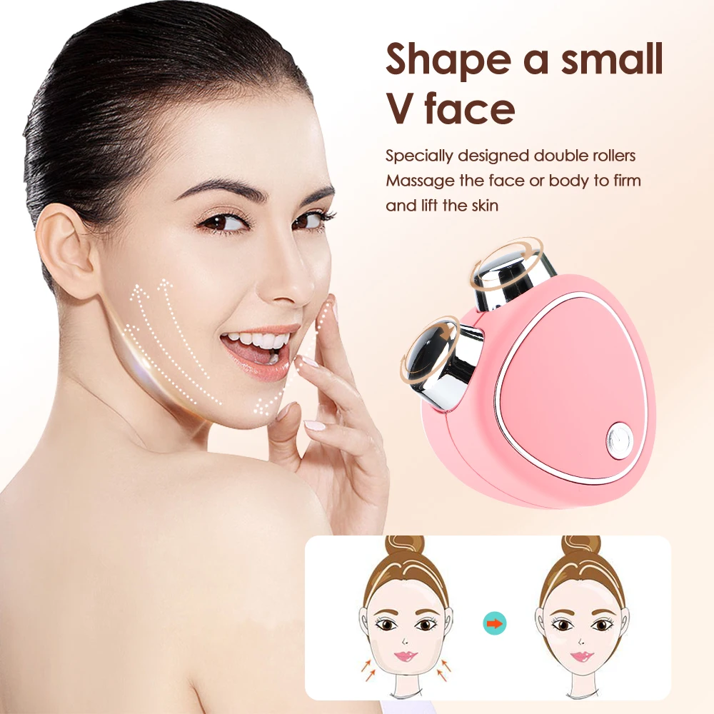 Portable Electric Face Lift Roller Massager EMS Microcurrent Sonic Vibration Facial Lifting Skin Tighten Massage Beauty Devices