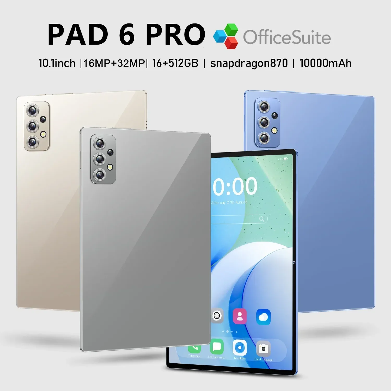 Global Version NEW PAD 6 PRO tablet Android13 10.1 Inch 16GB 512GB 5G Dual SIM Phone Call GPS Bluetooth WiFi Google Tablet 2024