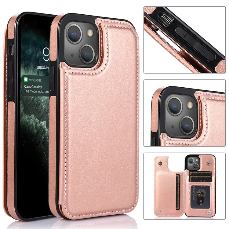 Luxury PU Leather Wallet Case For iPhone 15 14 13 12 11 Pro Max SE X XR XS Max 8 7 6 6S Plus Kickstand Card Holder Slots Cover