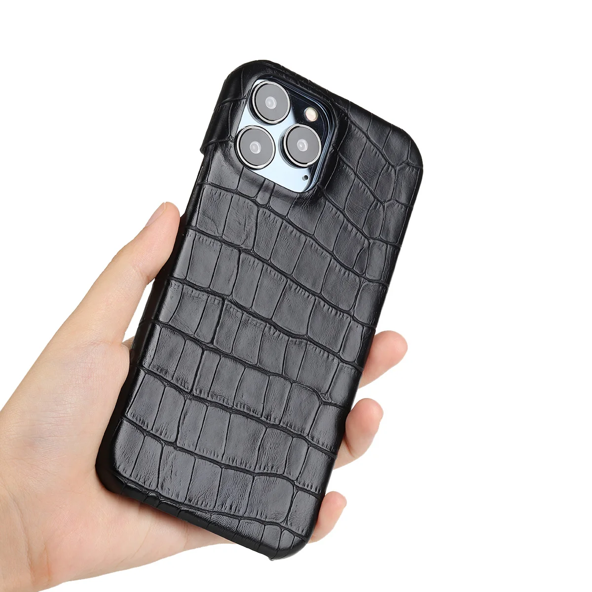 Crocodile Grain Leather Case For iPhone 15 13 14 11 12 Pro Max 13 Mini XR X XS Suede Lining Hard PC Shockproof Cover