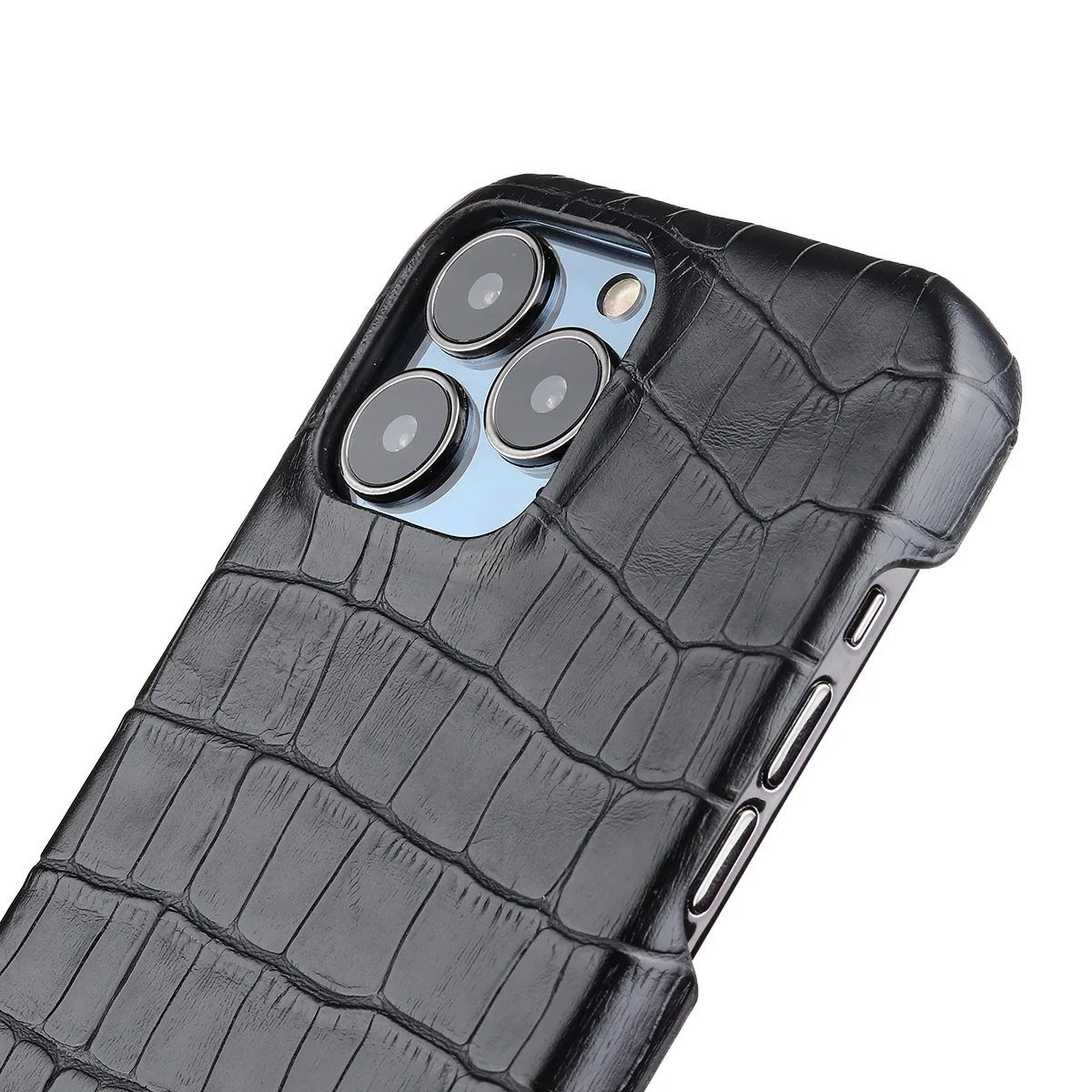 Crocodile Grain Leather Case For iPhone 15 13 14 11 12 Pro Max 13 Mini XR X XS Suede Lining Hard PC Shockproof Cover