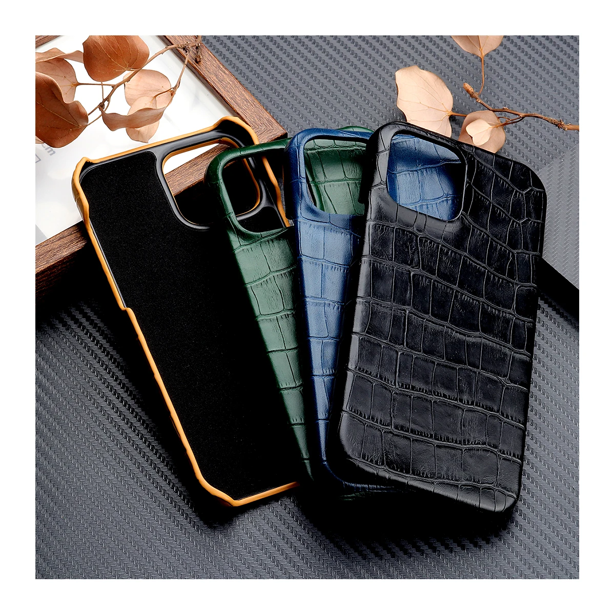 Crocodile Grain Leather Case For iPhone 15 13 14 11 12 Pro Max 13 Mini XR X XS Suede Lining Hard PC Shockproof Cover