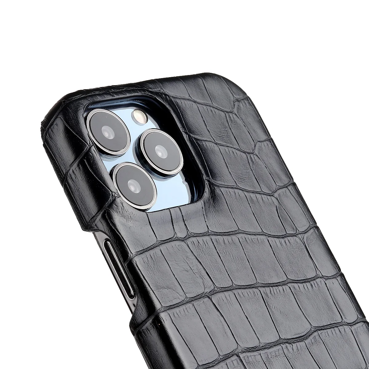 Crocodile Grain Leather Case For iPhone 15 13 14 11 12 Pro Max 13 Mini XR X XS Suede Lining Hard PC Shockproof Cover