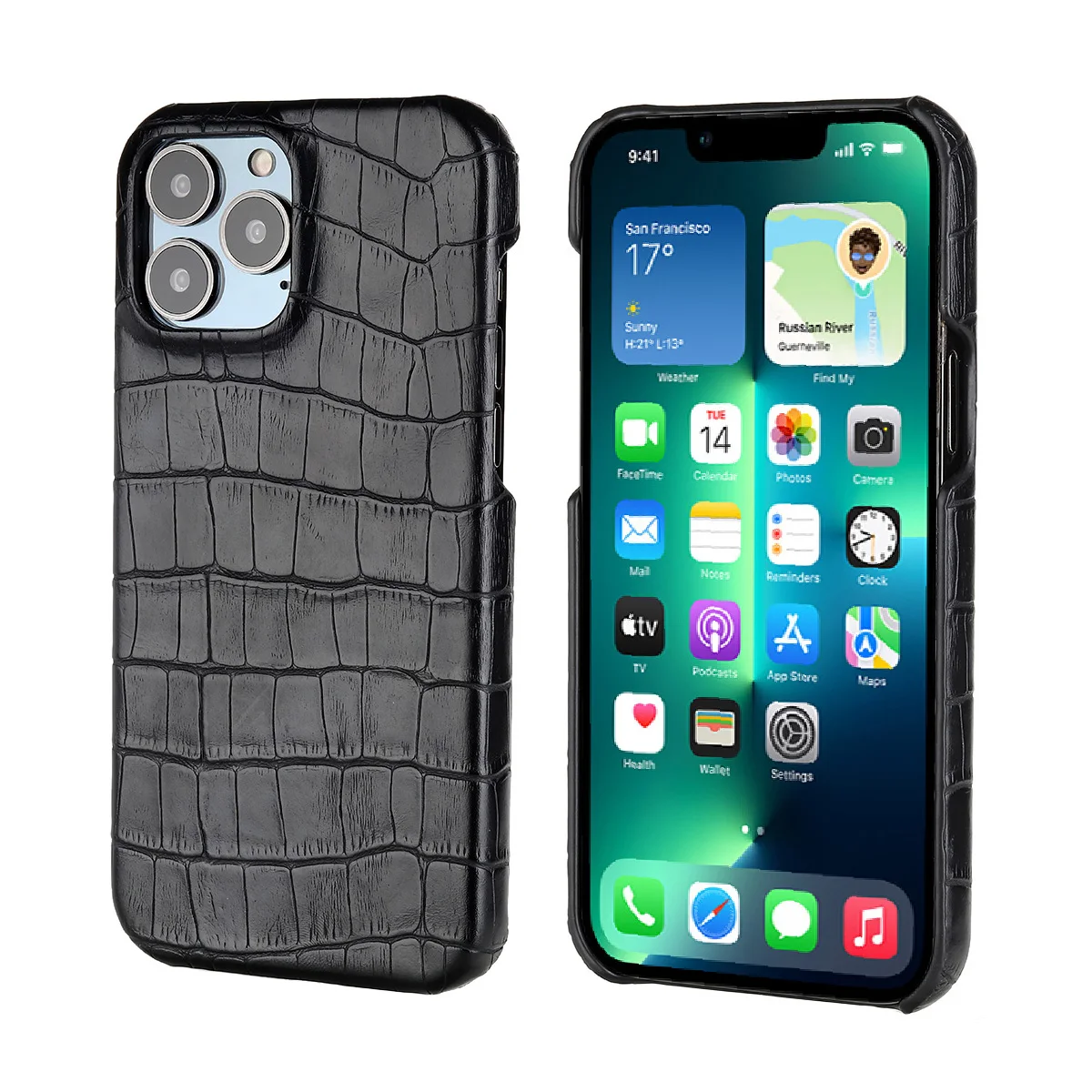 Crocodile Grain Leather Case For iPhone 15 13 14 11 12 Pro Max 13 Mini XR X XS Suede Lining Hard PC Shockproof Cover