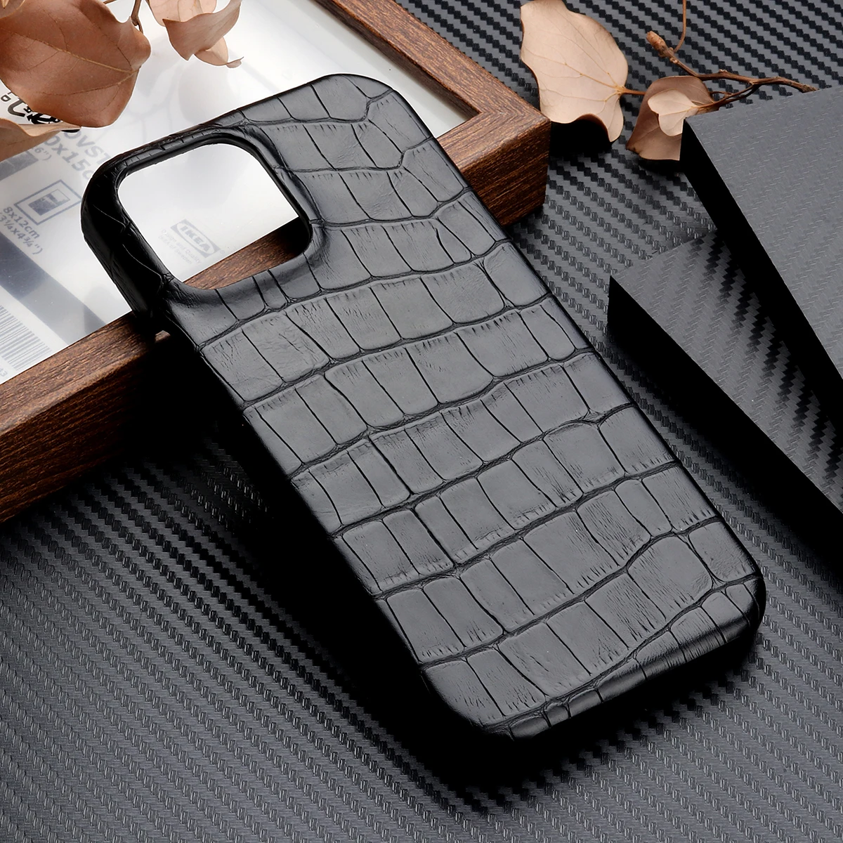 Crocodile Grain Leather Case For iPhone 15 13 14 11 12 Pro Max 13 Mini XR X XS Suede Lining Hard PC Shockproof Cover