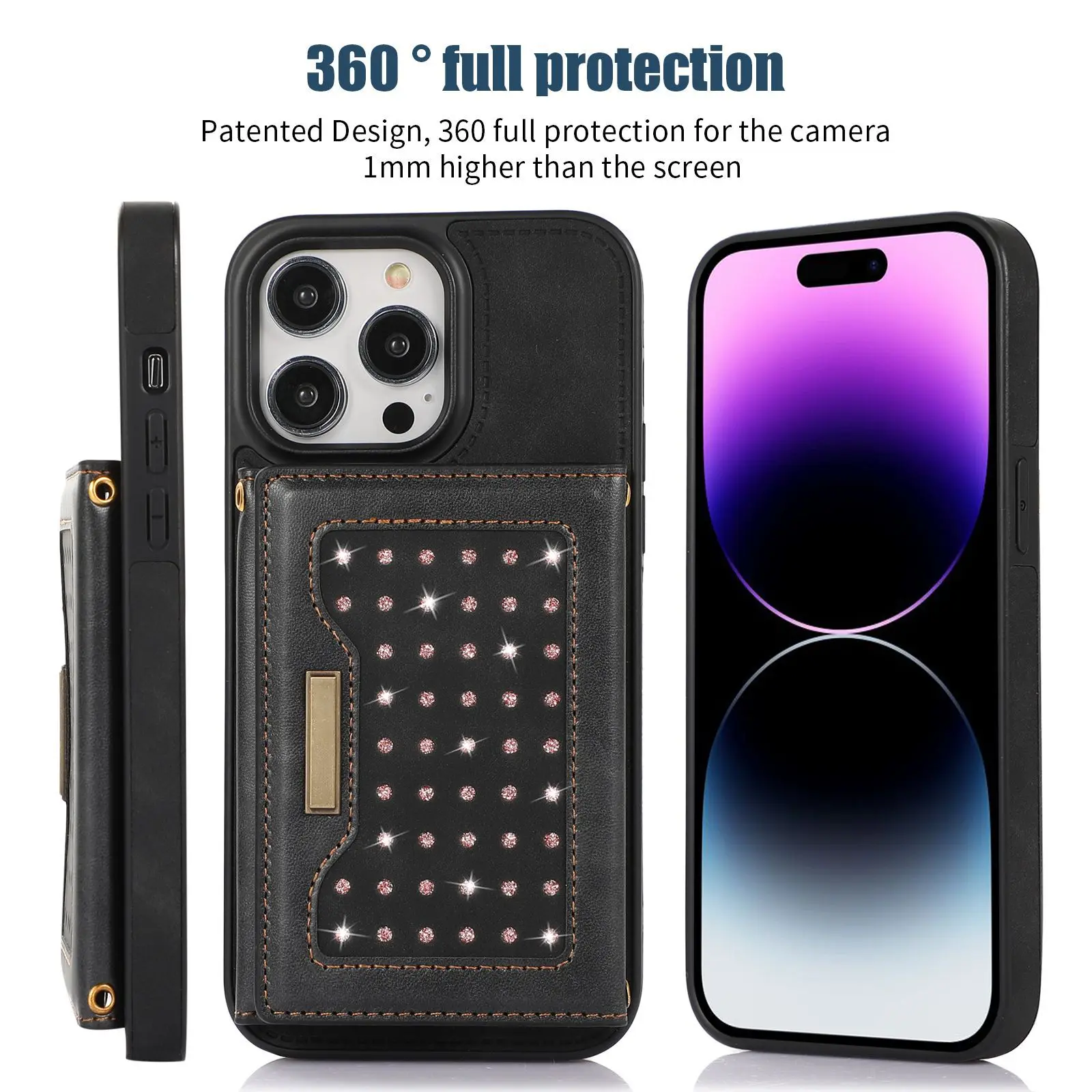 Wallet Shoulder Strap Phone Case for iPhone 15 Pro Max 14 13 12 11 Pro XS Max XR X 15Plus Leather Card Slots Lanyard Back Cover