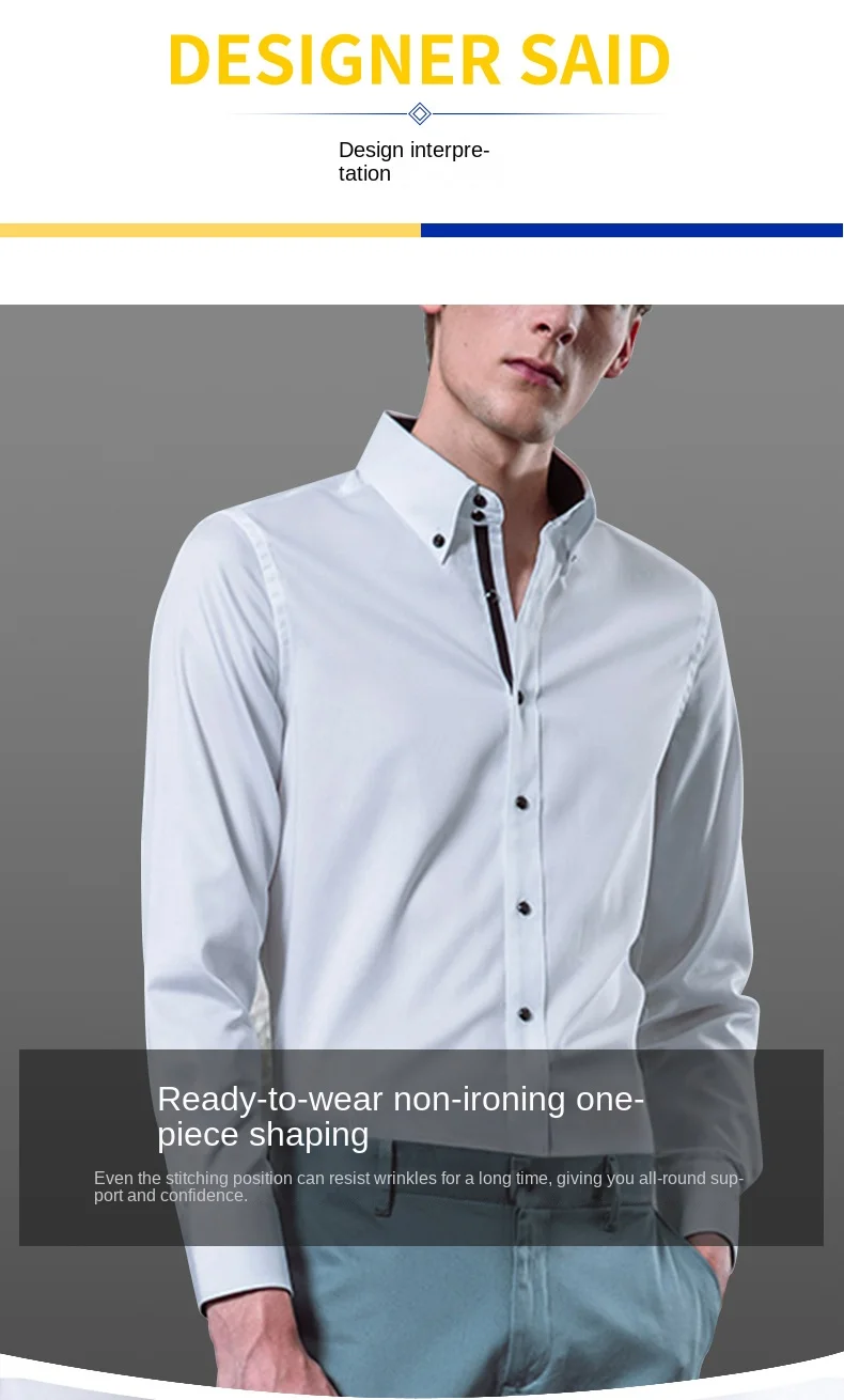 New Men's Long Sleeve Lined Crystal Button Shirt Elastic High Grade Business Leisure Slim Fit Trend Men's Shirt