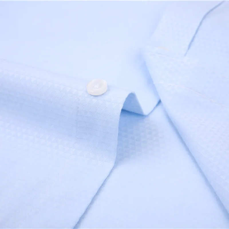 2024 Men French Cufflinks Shirts White Collar Design Solid Color Jacquard Fabric Male Gentleman Dress Long Sleeves Shirt