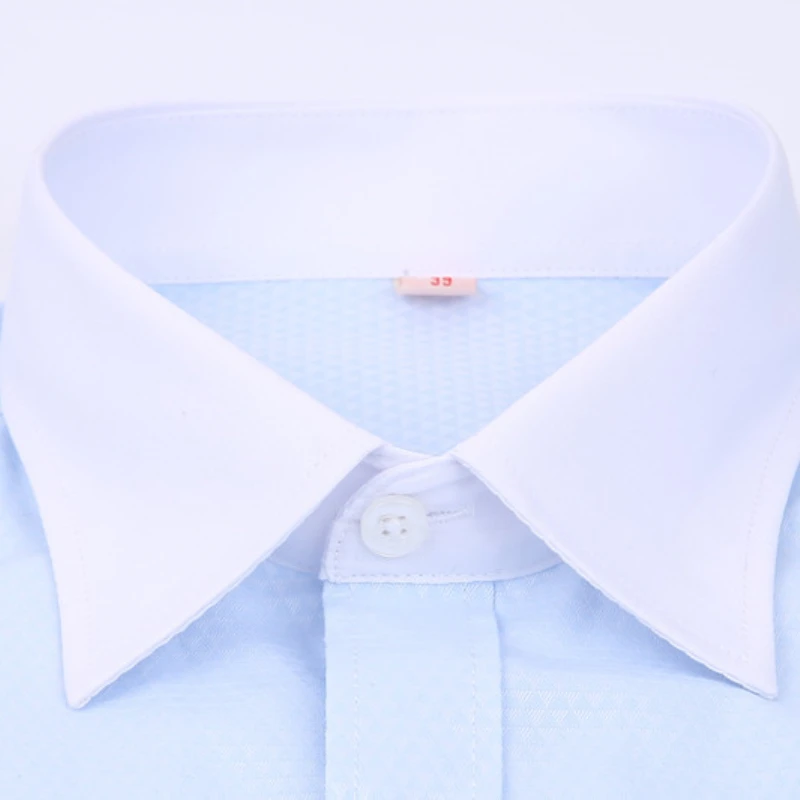 2024 Men French Cufflinks Shirts White Collar Design Solid Color Jacquard Fabric Male Gentleman Dress Long Sleeves Shirt