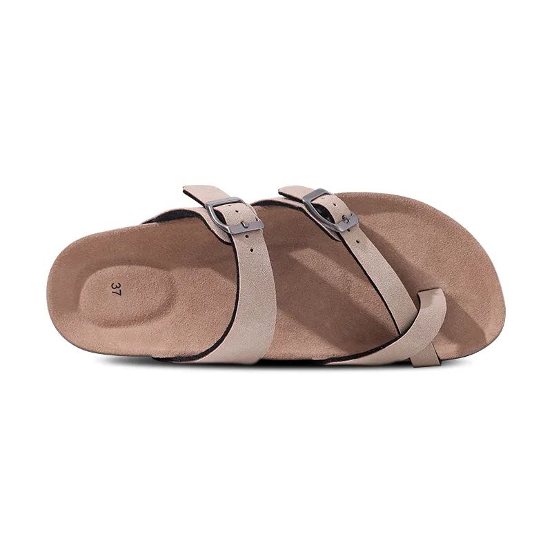 Comwarm Fashion Women's Suede Mules Slippers Men Clogs Cork Insole Sandals With Arch Support Outdoor Beach Slides Home Shoes