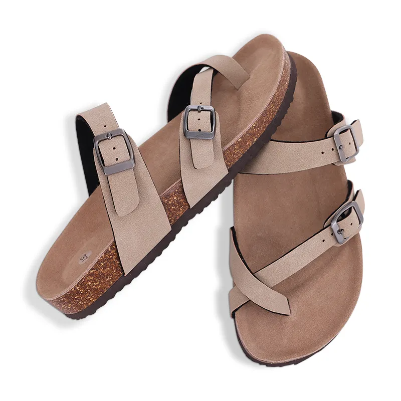 Comwarm Fashion Women's Suede Mules Slippers Men Clogs Cork Insole Sandals With Arch Support Outdoor Beach Slides Home Shoes