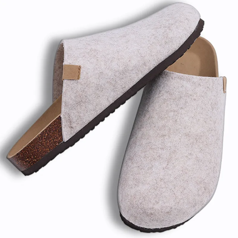 Comwarm Fashion Women's Suede Mules Slippers Men Clogs Cork Insole Sandals With Arch Support Outdoor Beach Slides Home Shoes