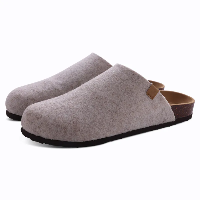 Comwarm Fashion Women's Suede Mules Slippers Men Clogs Cork Insole Sandals With Arch Support Outdoor Beach Slides Home Shoes