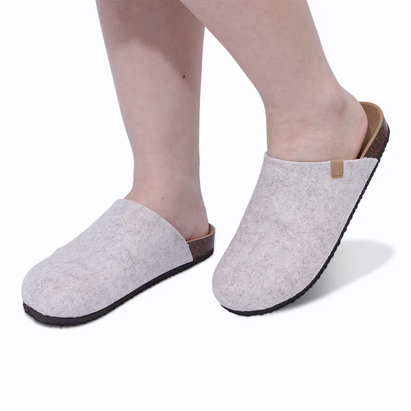 Comwarm Fashion Women's Suede Mules Slippers Men Clogs Cork Insole Sandals With Arch Support Outdoor Beach Slides Home Shoes