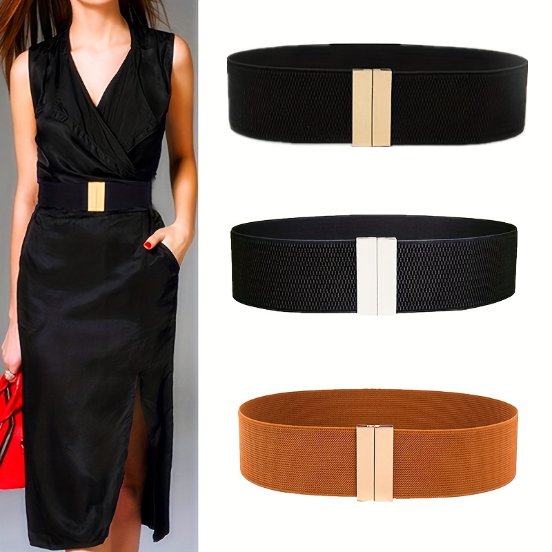 Wide Elastic Belt Dress Stretch Waist Belt Women Dress Accessories Waistband Corset Waist Metal Buckle GM001