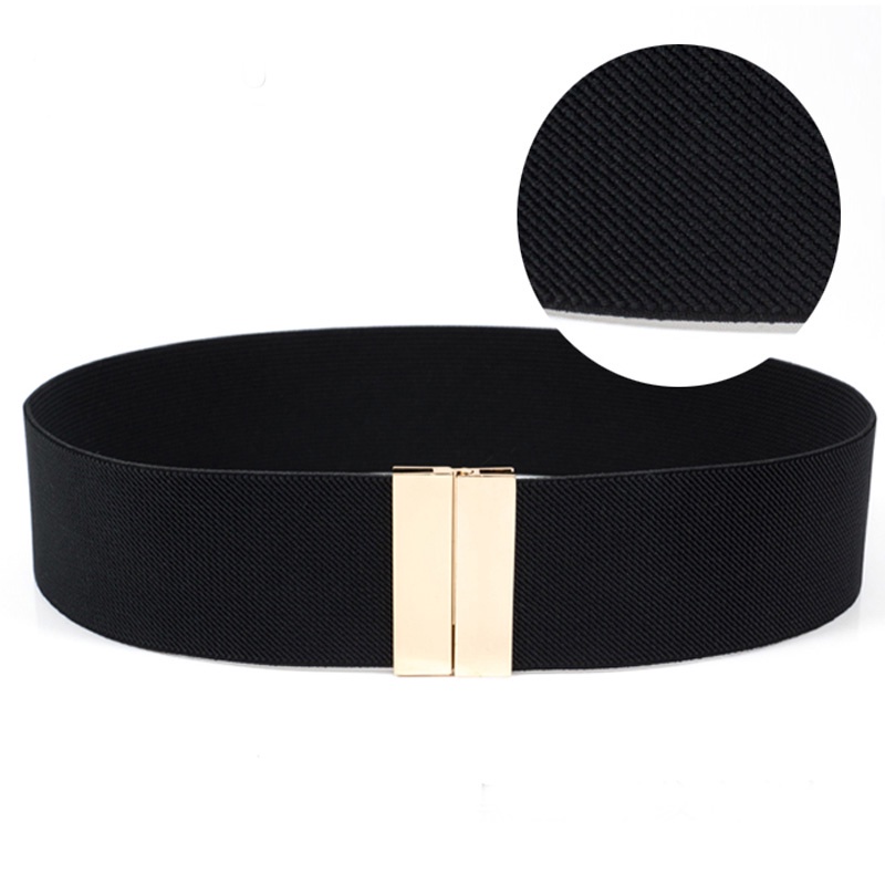 Wide Elastic Belt Dress Stretch Waist Belt Women Dress Accessories Waistband Corset Waist Metal Buckle GM001