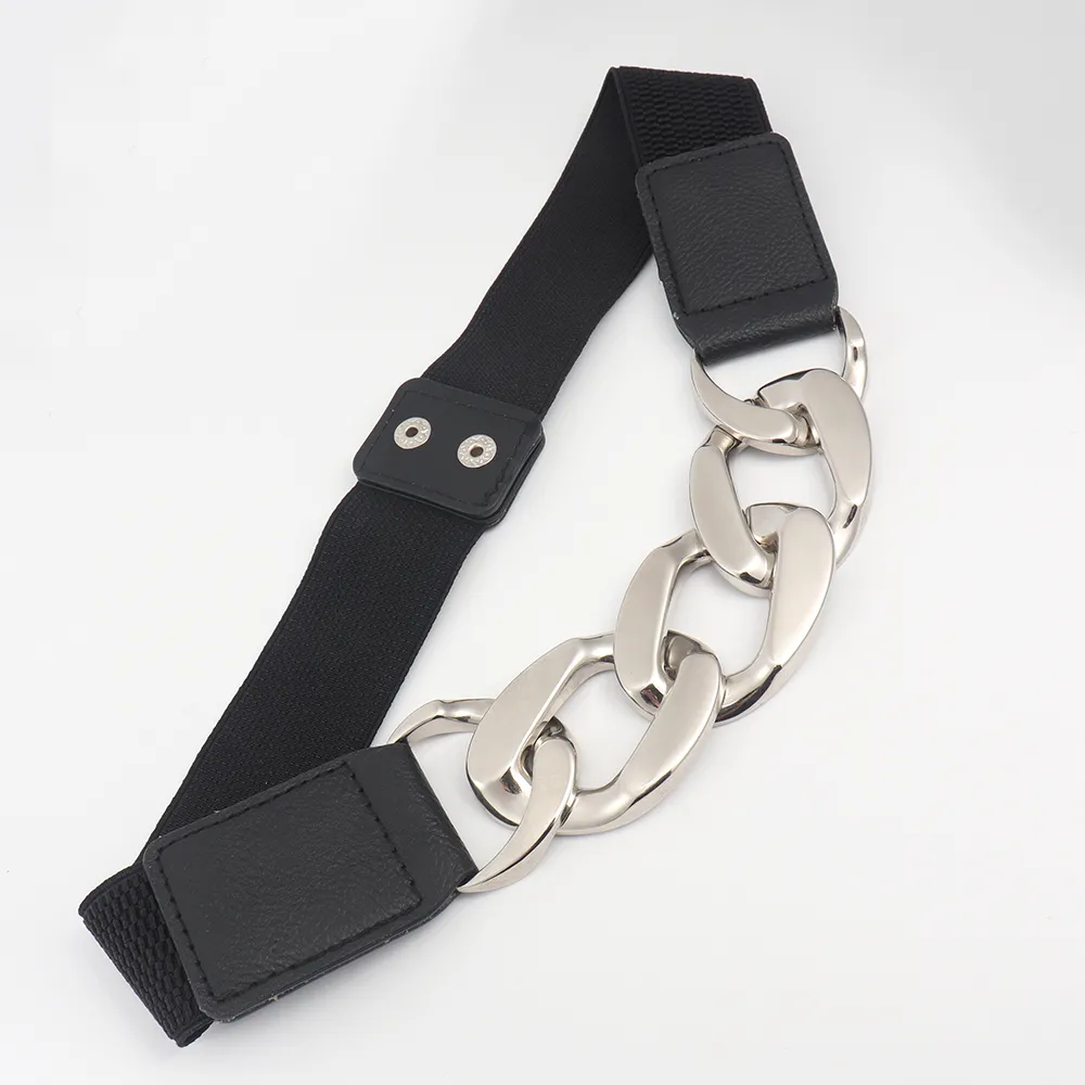 Gold chain belt elastic silver metal waist belts for women ceinture femme stretch cummerbunds ladies coat ketting riem waistband