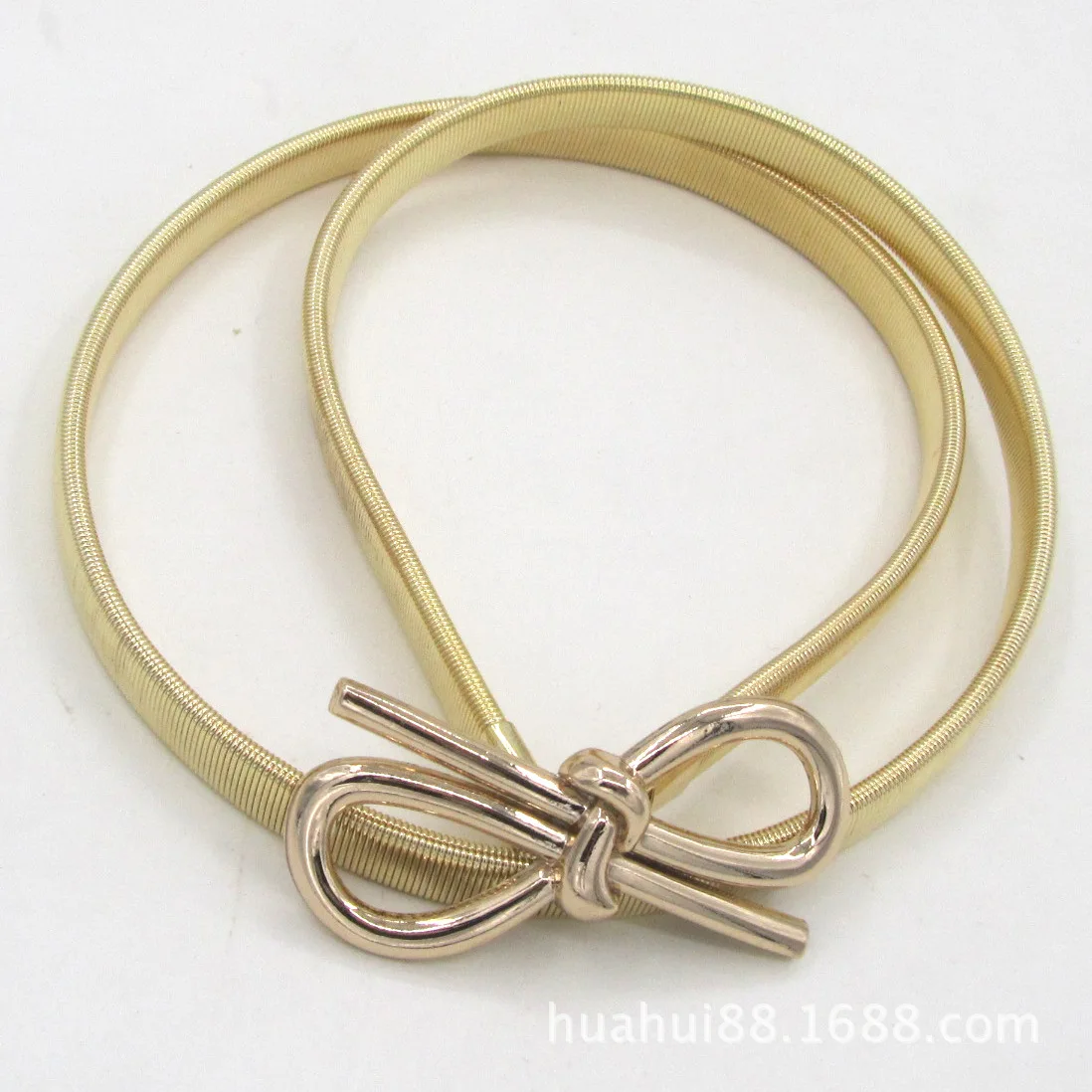 Gold Bowknot Shape Elastic Belts for Women Girl Stretch Skinny Waist Belt Cummerbunds Metal Female Belt Cinturon Mujer Cinto