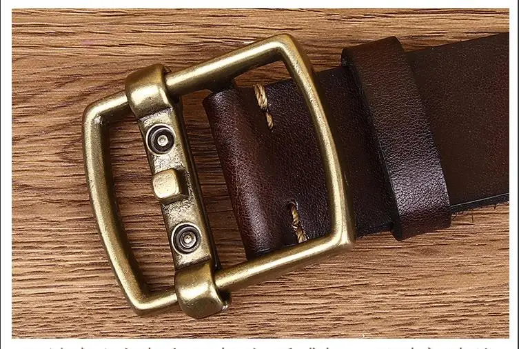 3.8CM Pure Cowhide High Quality Genuine Leather Belts for Men Strap Male Brass Buckle Fancy Vintage Jeans Cowboy Cintos Luxury