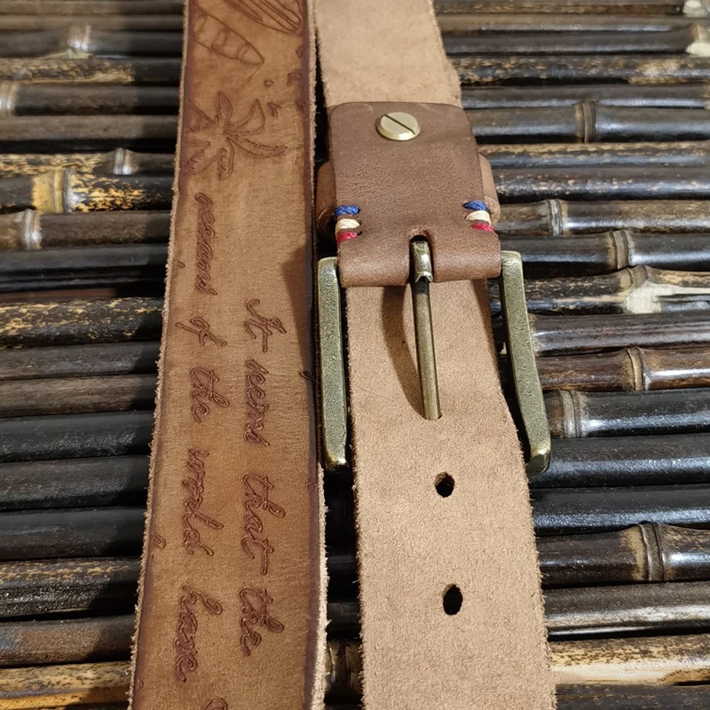 3.8CM Pure Cowhide High Quality Genuine Leather Belts for Men Carve Strap Male Copper Buckle Fancy Vintage Jeans Cowboy Cintos