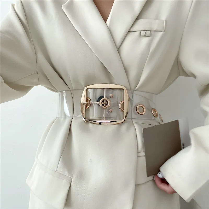 Designer White Clear Belts For Women High Quality PVC Transparent Punk Corset Belt Female Waist Cummerbunds 6cm wide Strap