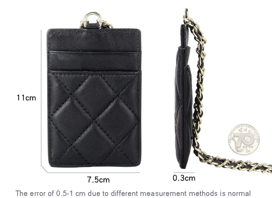 Luxury Brand Designer Card Holder Sheepskin Work Document Bag Diamond Women's Fashion ID Name Card Neck Chain Employee Card Bags