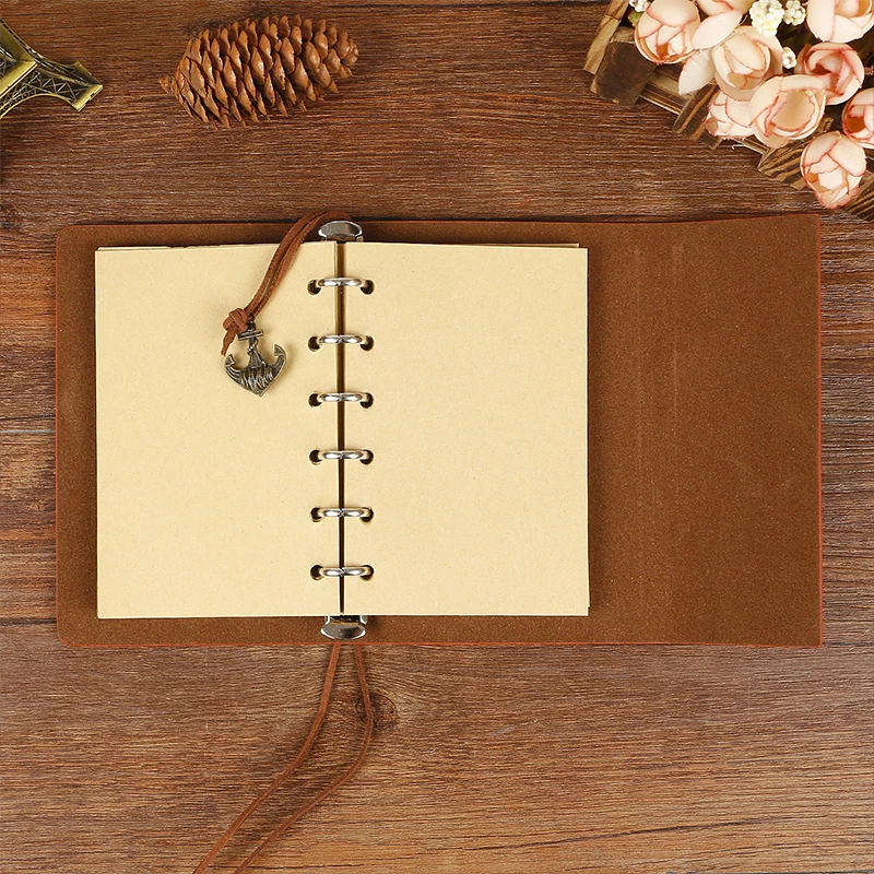 Retro Notebook Traveler Diary Leather Soft Cover Small Size 13x9cm Replaceable Kraft Paper Inner Notebooks & Notepads