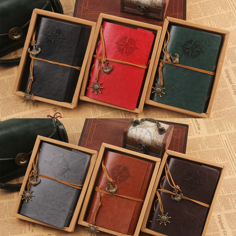 Retro Notebook Traveler Diary Leather Soft Cover Small Size 13x9cm Replaceable Kraft Paper Inner Notebooks & Notepads