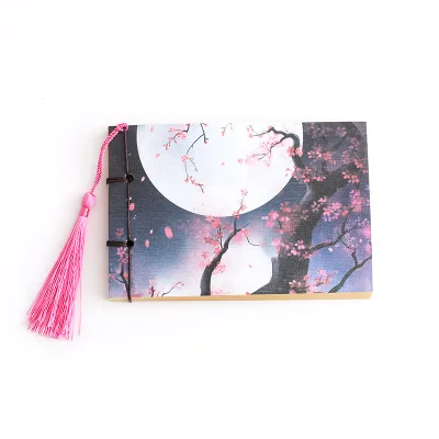 Chinese Style Blue Rose Color Diary Note Book Tassel Stationery Retro Flower Sketchbook Journal Blank Notebook Chinoiserie Art