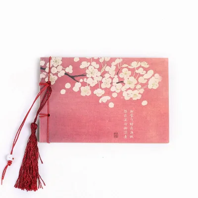 Chinese Style Blue Rose Color Diary Note Book Tassel Stationery Retro Flower Sketchbook Journal Blank Notebook Chinoiserie Art