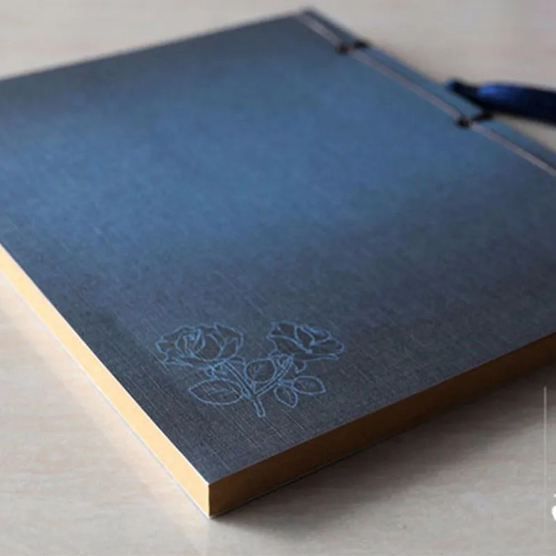 Chinese Style Blue Rose Color Diary Note Book Tassel Stationery Retro Flower Sketchbook Journal Blank Notebook Chinoiserie Art