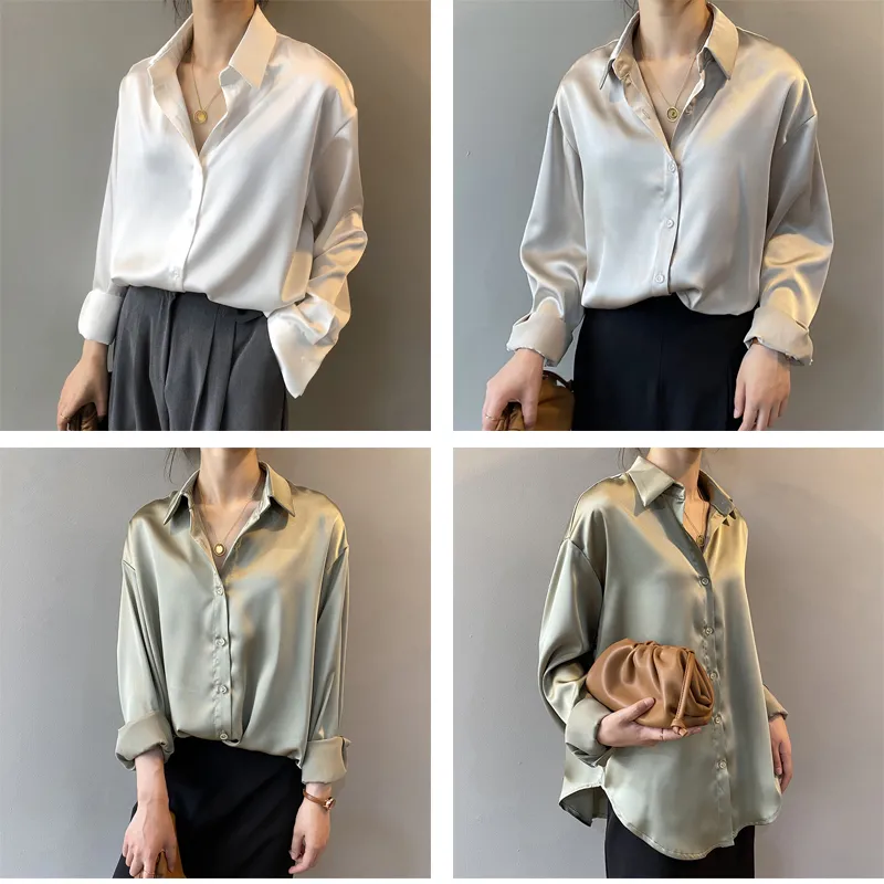 Autumn Fashion Button Up Shirt Spring Vintage Blouse Women White Lady Long Sleeves Female Loose Streetwear Shirts Design Tops