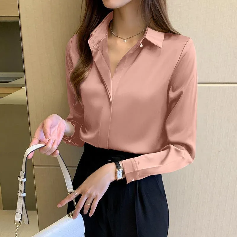 Woman Spring Autumn Style Blouses Shirts Lady Casual Long Sleeve Turn-down Collar Blusas Tops DF4846