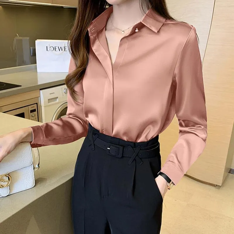 Woman Spring Autumn Style Blouses Shirts Lady Casual Long Sleeve Turn-down Collar Blusas Tops DF4846
