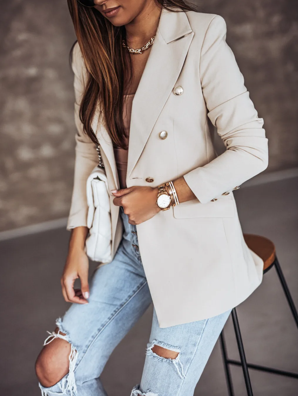 Spring New Thin Women Fashion White Black Blazers and Jackets 2024 Button Office Suit Coat Ladies Elegant Outwear Chic 17880