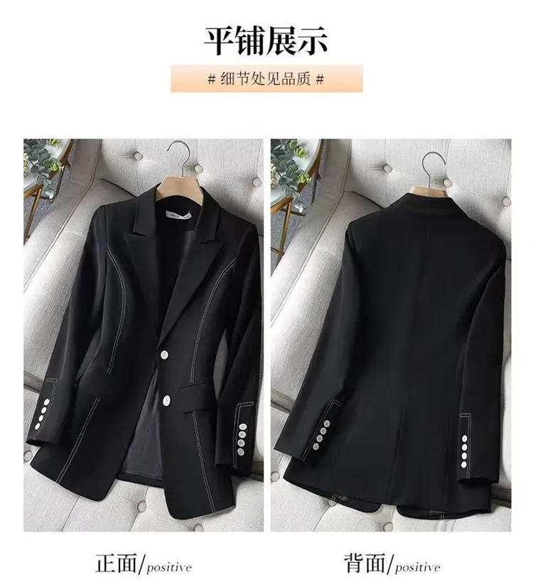 New Spring Autumn Suit Jacket Fashion Female Casual Blazer Office Professional Women's Clothing Single Breasted Black White Coat