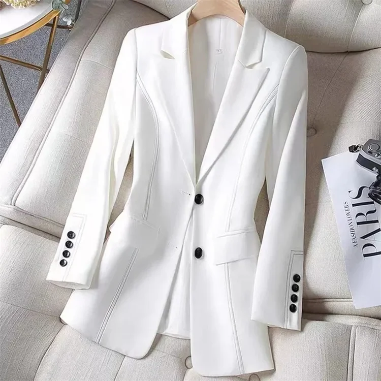 New Spring Autumn Suit Jacket Fashion Female Casual Blazer Office Professional Women's Clothing Single Breasted Black White Coat