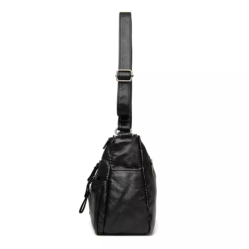 High Quality Women Shoulder Bag Pu Leather Crossbody Bag Multi-pockets Messenger Bag Flower Patchwork Leather Purse Soft Handbag