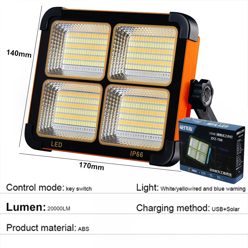 Superbright 1000watt Portable Camping Tent Lamp USB Rechargeable LED Solar Flood Light Outdoor waterproof Work Repair Lighting