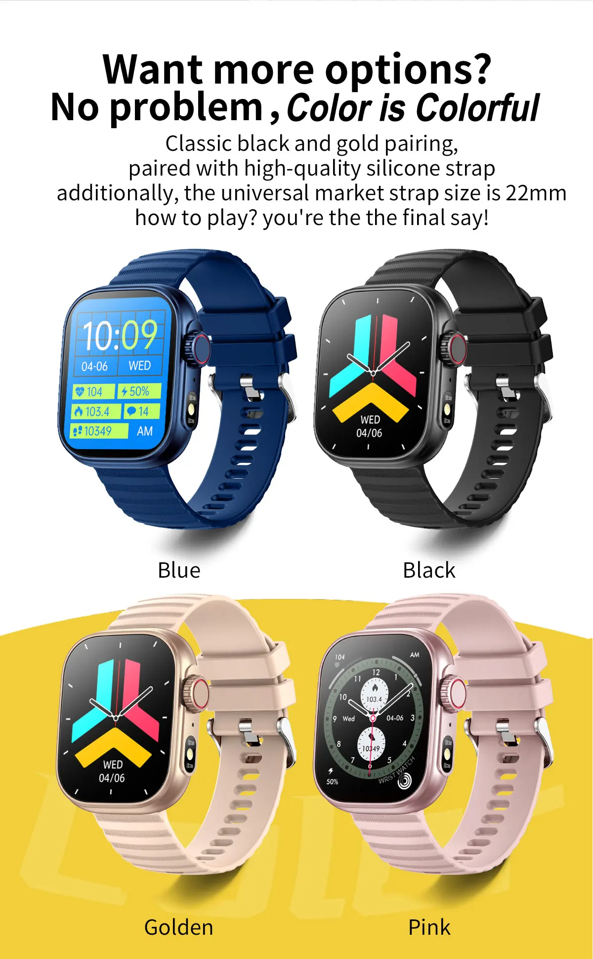 Smart Watch Bracelet 2.01 AI Voice Sleep Heart Rate Blood Pressure Bluetooth Phone Music Fitness Women Men 100+ Sport Mode Watch