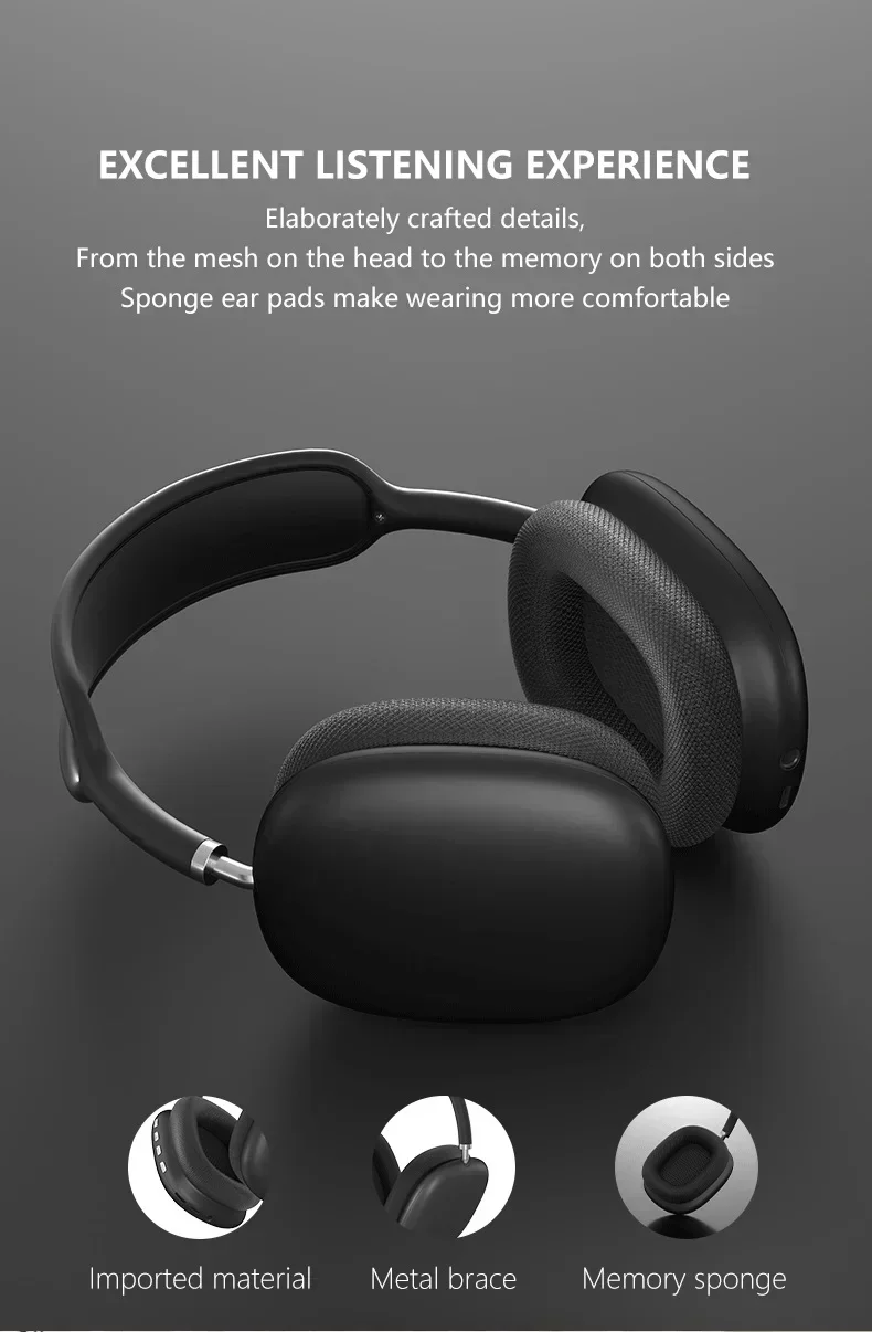 P9 Wireless Bluetooth Headphones With Mic Noise Cancelling Headsets Stereo Sound Earphones Sports Gaming Headphones Supports TF