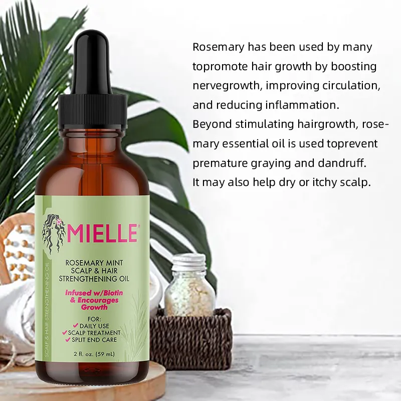 Hair Growth Essential Oil Rosemary Mint Hair Strengthening Oil Nourishing Treatment for Split Ends and Dry Mielle Organics Hair