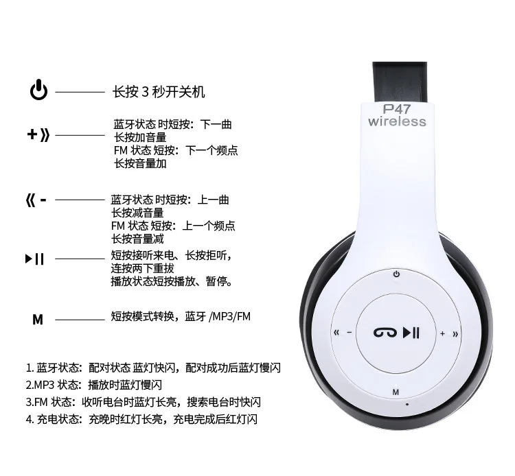 Bluetooth 5.0 Wireless Headphone Foldable HIFI Stereo Bass Earphone Kid Girl Helmet Gift With Mic USB Adaptor For iPhone TV Game