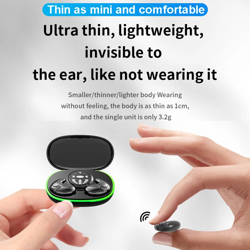 Invisible Sleep Earphones Wireless Bluetooth 5.3 Headphones IPX5 Waterproof Noise Reduction Earbuds Touch Control Headsets