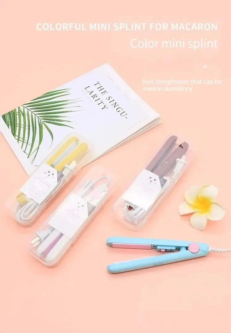 Mini Hair Straightener Clipboard Small Power Plug Curling Hair Straight Hair Girls Air Bangs Portable Hair Straightener