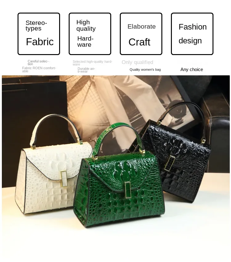 Fashion Crocodile Pattern Women's Bag Genuine Leather Portable handbag Small Square Crossbody Shoulder Bag Casual Messenger Bags