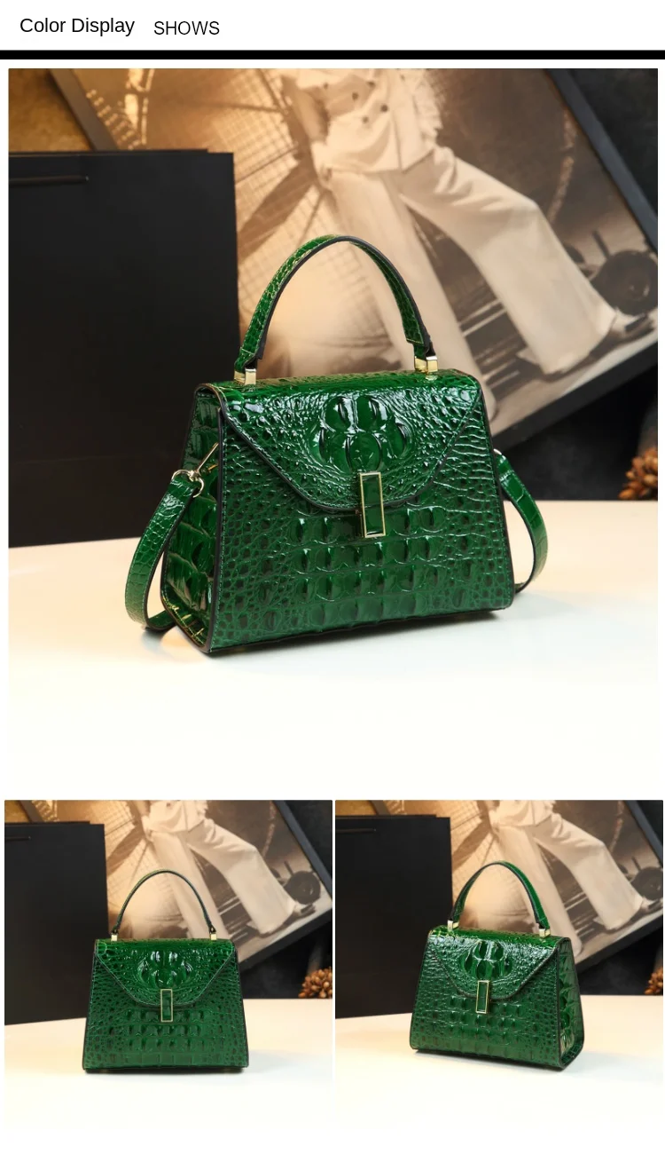 Fashion Crocodile Pattern Women's Bag Genuine Leather Portable handbag Small Square Crossbody Shoulder Bag Casual Messenger Bags