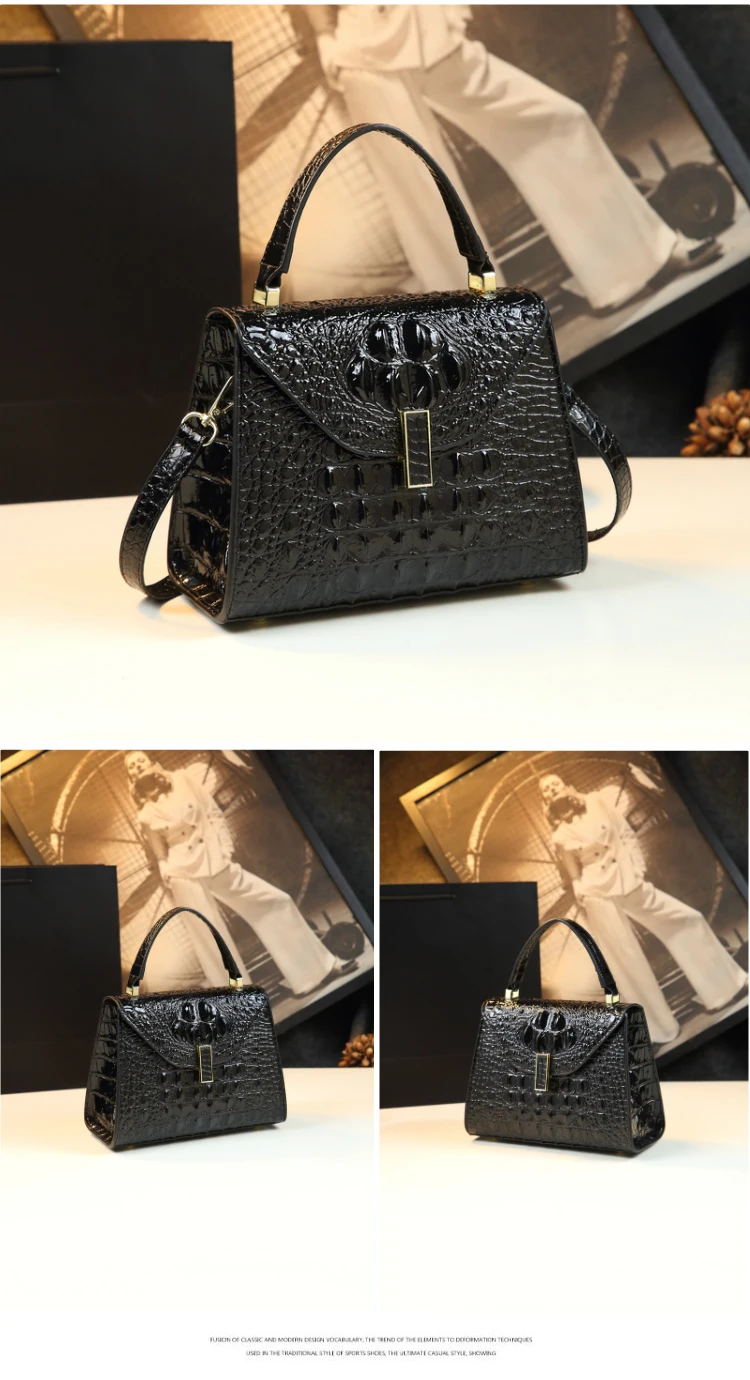 Fashion Crocodile Pattern Women's Bag Genuine Leather Portable handbag Small Square Crossbody Shoulder Bag Casual Messenger Bags