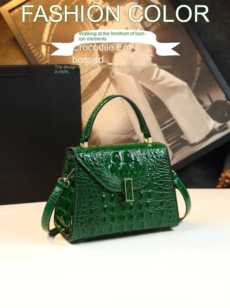 Fashion Crocodile Pattern Women's Bag Genuine Leather Portable handbag Small Square Crossbody Shoulder Bag Casual Messenger Bags